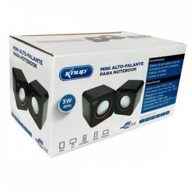Caixa de som stereo 2x 3W P2 3.5mm alimentação USB