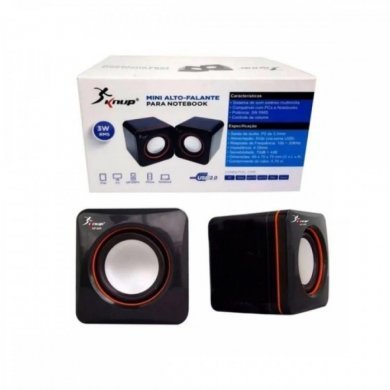 Caixa de som stereo 2x 3W P2 3.5mm alimentação USB