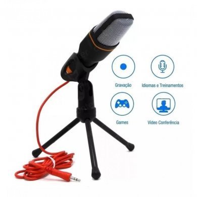 Knup Microfone Condensador de Mesa com Tripé P2