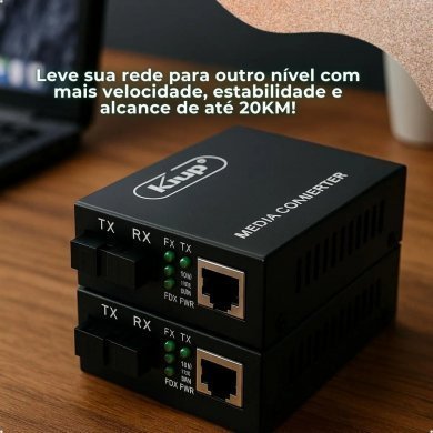 Knup Conversor de mídia fibra óptica A+B 1000Mbps RJ45 20km