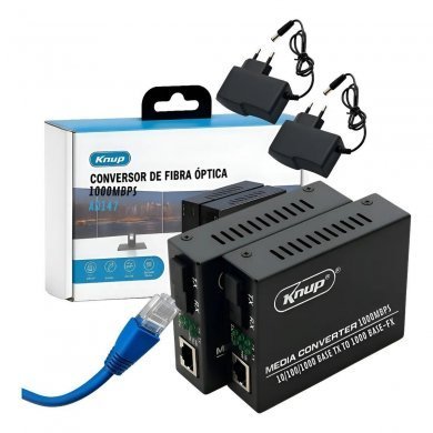 Knup Conversor de mídia fibra óptica A+B 1000Mbps RJ45 20km