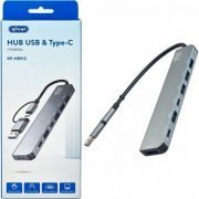Knup hub 7x1 USB 3.0/USB-C para 5x USB 3.0 2x USB-C taxa de transferência até 5Gbps