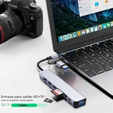 KP-HB513 Knup docking station 8 em 1 1x USB 3.0 e 3x USB 2.0