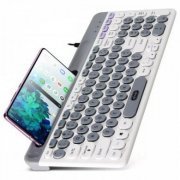Knup teclado TE126 com fio USB ABNT2 tecla arredondada com slot de encaixe para celulares de até 6.8 polegadas