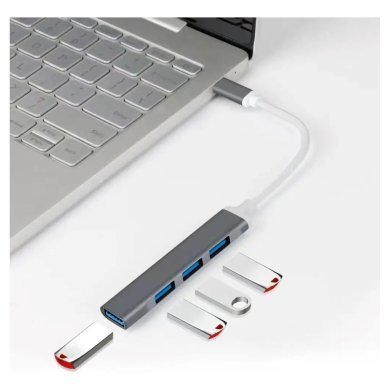 KPHB504 Knup Hub USB-C para 4x USB 3.0 cor prata
