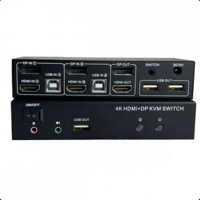 KVM2X2HDMIDP Switch KVM USB 2 Portas HDMI DisplayPort 4K 60Hz