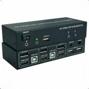 Switch KVM USB 2 Portas HDMI DisplayPort 4K 60Hz compatível com DisplayPort 1.2 e HDMI 2.0