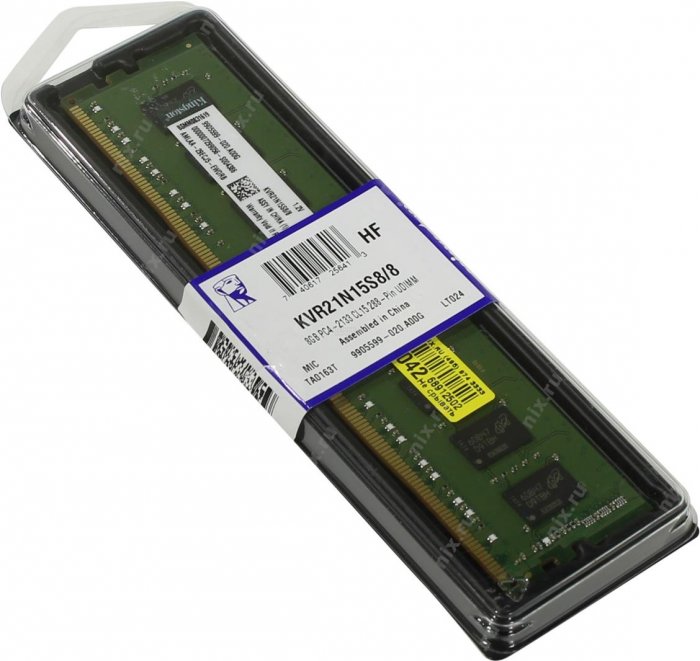 KVR21N15S8/8 Kingston Memória 8GB DDR4 2133MHz Non-ECC UDIMM