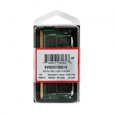 KVR26S19D8/16G Kingston Memoria 16GB DDR4 2666MHZ SODIMM CL19