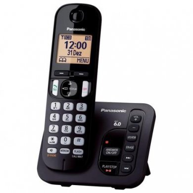 KX-TGC220LBB Panasonic Telefone Sem Fio Preto DECT 6.0