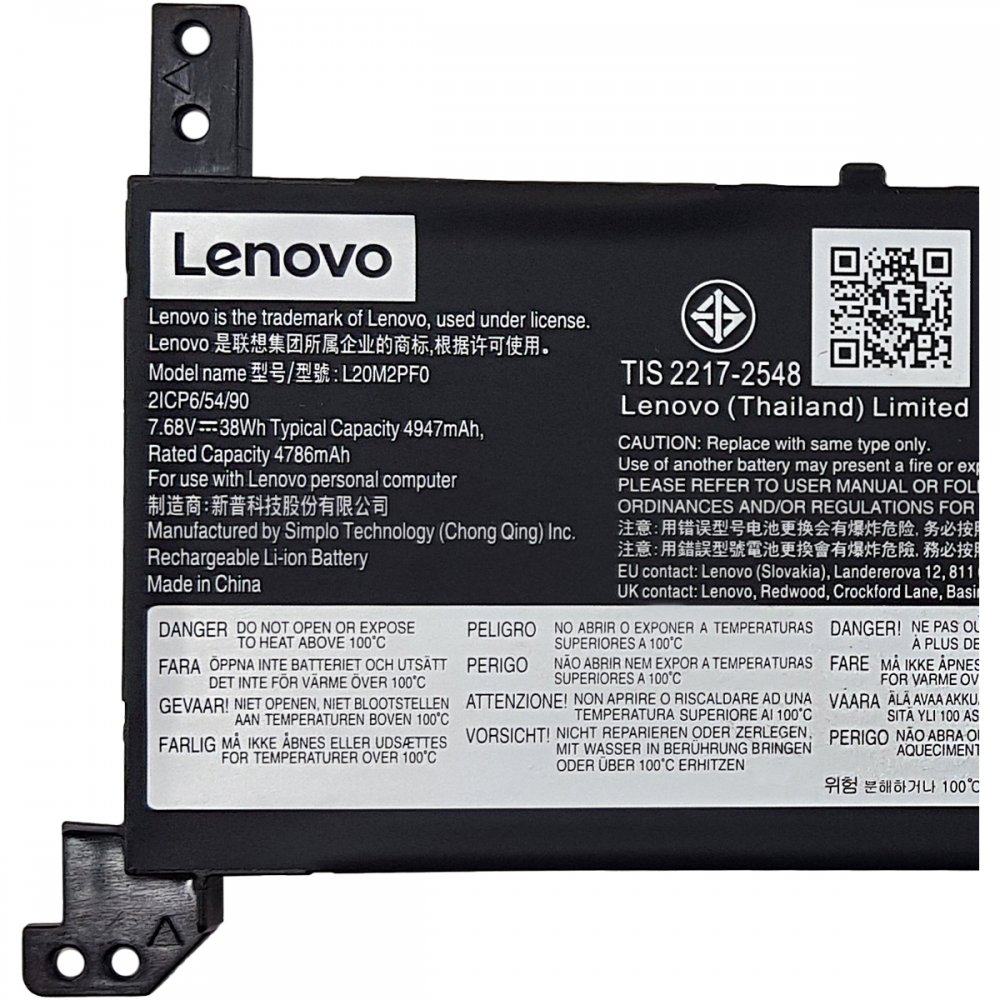 L20M2PF0 Bateria original Notebook Lenovo V14 V15 V17 Gen 2