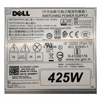 L425EF-00 Fonte DELL Precision T5820 425W 80 plus gold