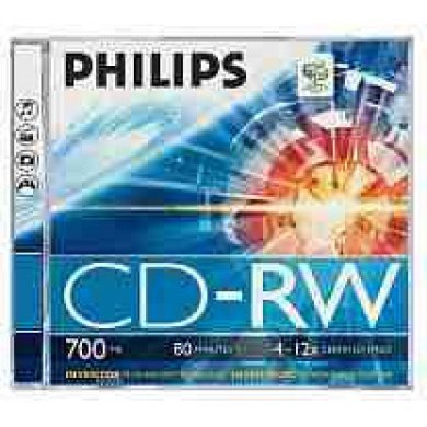 L47099B Mídia CD-RW Philips 700MB 80 minutos 12X (Box em Acrílico Slim)