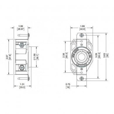 L6-30R Tomada Padrão NEMA L6-30R 30A 250V