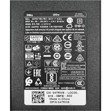 LA180PM180 Fonte carregador DELL 19.5V 9.23A 180W
