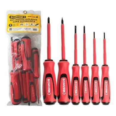 LE-1822 Kit de 6 chaves isoladas NR10 com 3x Philips e 3x fenda