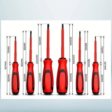 LE-1822 Kit de 6 chaves isoladas NR10 com 3x Philips e 3x fenda