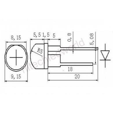LED8mm0.5WStrarhatRed LED Vermelho High Power 8mm 0.5W 2.2V Max: 2.4V, Strarhat 100K MC