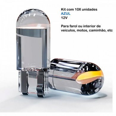 LEDT10DRL-BLUE12V LED DRL 12V azul cristal para carro motos (Kit 10)