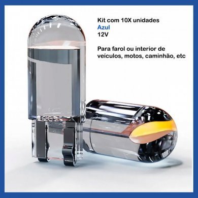 LEDT10DRL-BLUE12V LED DRL 12V azul cristal para carro motos (Kit 10)