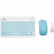 Lehmox kit mouse teclado recarregável bluetooth branco com teclas azul ABNT2