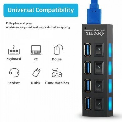 LEY-201 LehMox Tech Hub USB 4 Portas 1x USB 3.0 3x USB 2.0