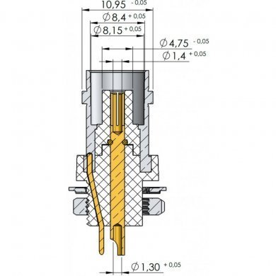 LF-11 Conector KLC BNC femea painel 50 Ohms reto (Kit 3x)