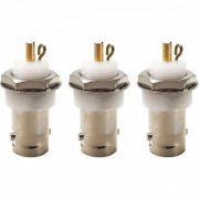 Conector KLC BNC femea painel 50 Ohms reto (Kit 3x) kit com 3 unidades