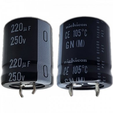 Capacitor eletrolitico Nichicon 220uF 250V 105C