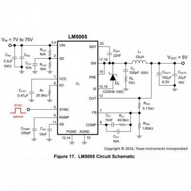 LM5005 Ci Regulador de Alta Voltagem 7-75V 2.5A