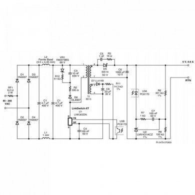 LNK363DN Ci conversor AC/DC SMD SOIC-8 (Kit 5 unidades)
