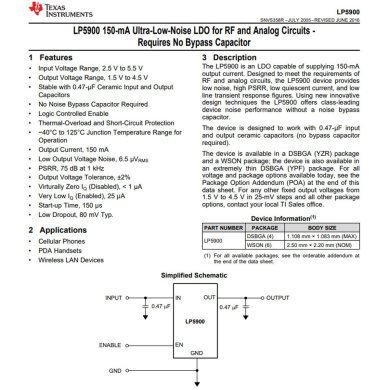 LP5900TL-2.5/NOPB 5x Regulador de Tensão LDO 2.5V 150mA DSBGA-4