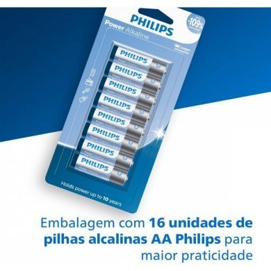 Philips Pilha Power Alkaline AA 1.5V 16 unidades