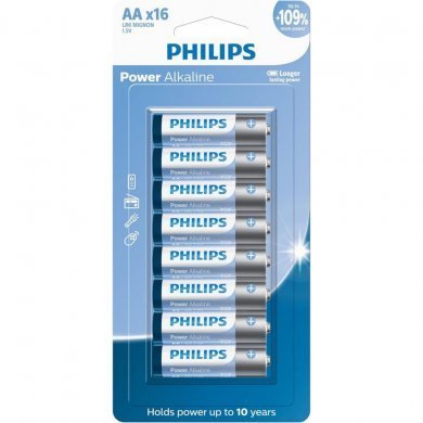 LR6P16B/59 Philips Pilha Power Alkaline AA 1.5V 16 unidades