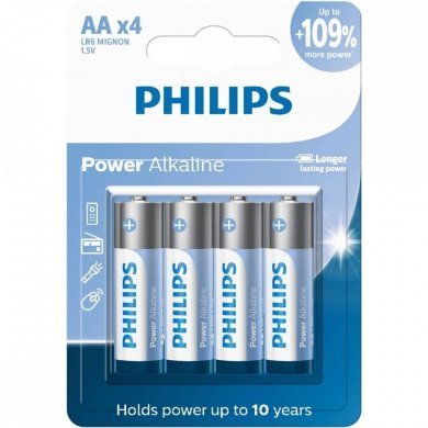 LR6P4B/59 Philips Pilha Power Alkaline AA 1.5V 4 unidades
