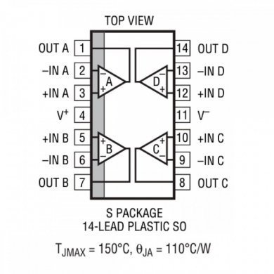 LT6012ACS Ci amplificador operacional de precisão 4CH SOIC-14