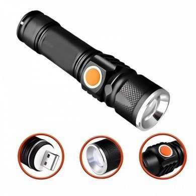 LT-8589 Mini Lanterna LED UV recarregável de alumínio