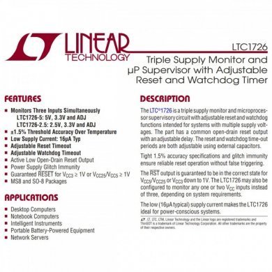 LTC1726EMS8-5 Ci supervisor de tensão com Reset e Watchdog Timer