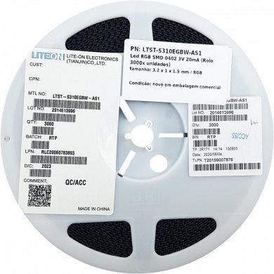 LTST-S310EGBW-AS1 Led RGB SMD 0402 3V 20mA (Rolo 3000x unidades)