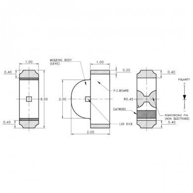 LED GREEN CLEAR 1208 SMD R/A 2v 20mA 571nm