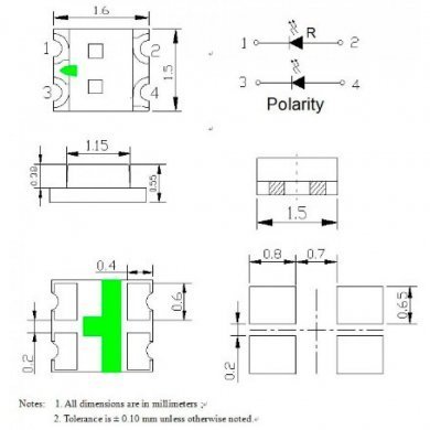 LED Branco e Laranja SMD 0605 1.6x1.5mm (Kit 3000x)