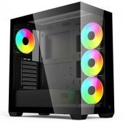 Level gabinete gamer LV510 Mid Tower ATX 4 fans RGB preto lateral e frontal em vidro temperado