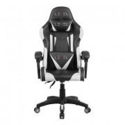 Foto de LVC01DN-WHT Level cadeira gamer branca e preta reclinável 100KG 