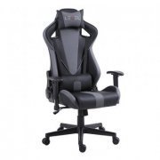 Level cadeira gamer cinza e preta reclinável 120KG 
