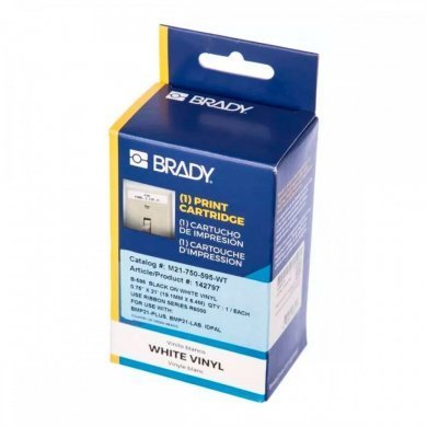 M21-750-595-WT Etiqueta Brady original 3/4 19.1mm preto no branco