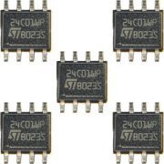 5x 24C01WP CMOS Flash EEPROM 1Kb 128x8 i2C SOP-8 