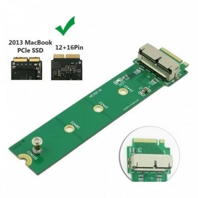 M2PCIE-NGFF-MAC Adaptador SSD PCIe 12+16 pinos para M.2 NGFF M-Key
