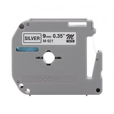 Fita para Rotulador Brother Prata, Escrita Preto