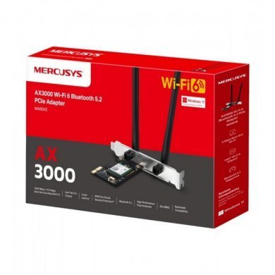 MA80XE Mercusys placa PCIe Wi-fi 6 AX3000 com Bluetooth 5.2