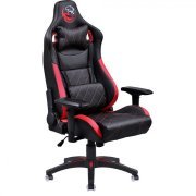 PCYes cadeira gamer Mad Racer V10 suporta 180kg preto com vermelho com rodas em PU